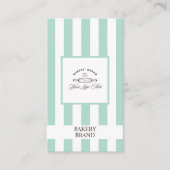 ミントグリーンホワイトフランスのベーカリーロゴ大ストライプの形 名刺 (正面)
