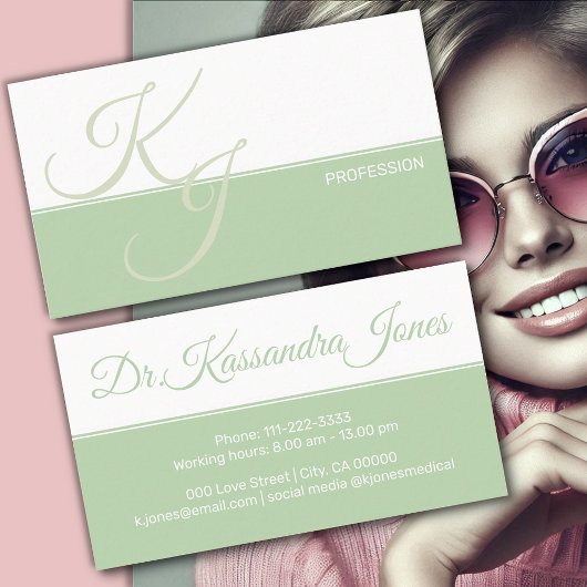 ミントグリーンホワイトミニマリストハンドレット平野 名刺