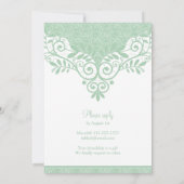 ミントグリーンホワイトヴィンテージレース90誕生日 招待状 (裏面)