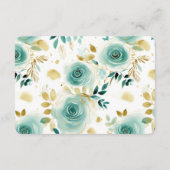 ミントグリーンホワイト金ゴールドバラウェディングRSVP エンクロージャーカード (裏面)