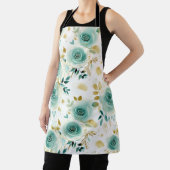 ミントグリーンホワイト金ゴールドバラフローラ エプロン (インサイチュ)
