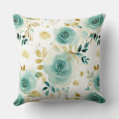 ミントグリーンホワイト金ゴールドバラフローラ クッション (裏面)
