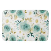 ミントグリーンホワイト金ゴールドバラフローラ バスマット (正面)