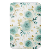 ミントグリーンホワイト金ゴールドバラフローラ バスマット (正面縦)