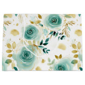 ミントグリーンホワイト金ゴールドバラフローラ ラージペーパーバッグ (正面)