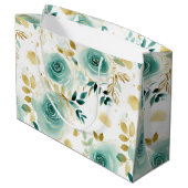 ミントグリーンホワイト金ゴールドバラフローラ ラージペーパーバッグ (裏面アングル)