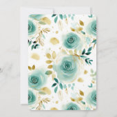 ミントグリーンホワイト金ゴールドバラブライダルシャワー 招待状 (裏面)