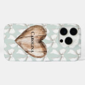 ミントグリーンボーホボウズフェイクウッドハート Case-Mate iPhoneケース (裏面 (横))