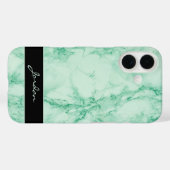 ミントグリーンポリッシュ大理石名付き Case-Mate iPhoneケース (裏面 (横))
