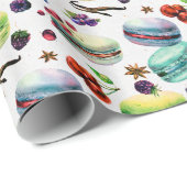 ミントグリーンマカロン&レッドベリーシームレスパター ラッピングペーパー (ロールコーナー)