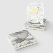 ミントグリーンミニマリストフォトマザーズデイストーンコーア ストーンコースター (横)