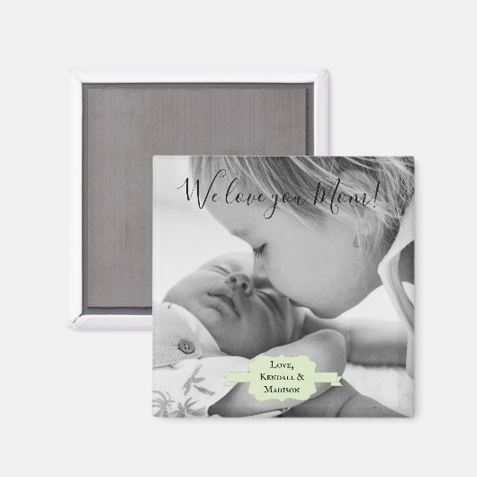 ミントグリーンミニマリストフォトマザーズデイマグネット マグネット (正面/裏面)