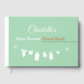 ミントグリーンミニマリスト男女兼用ベビーシャワー ゲストブック (正面)