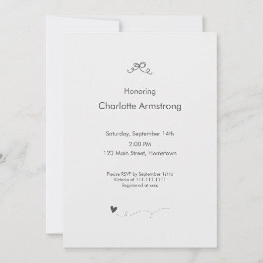 ミントグリーンミニマリスト赤ちゃんシャワー 招待状 (裏面)