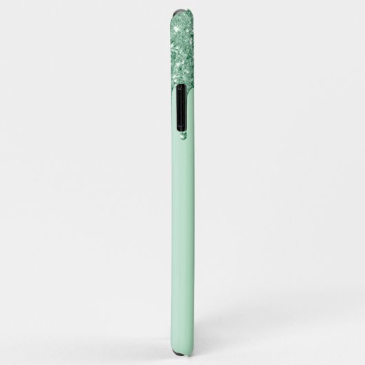 ミントグリーンメタルルック手書き名前グリッター Case-Mate iPhoneケース (裏面/右)