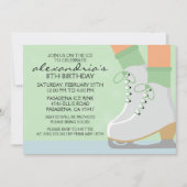 ミントグリーンメディアスキンスケートレースアイススケートで滑るパー 招待状 (正面)