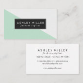 ミントグリーンモダンカラーブロック 名刺 (正面/裏面)