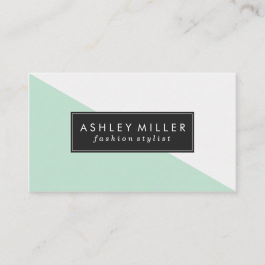 ミントグリーンモダンカラーブロック 名刺 (正面)