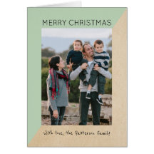 ミントグリーンモダンスラント休日フォトカード