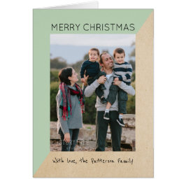 ミントグリーンモダンスラント休日フォトカード