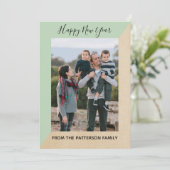 ミントグリーンモダンスラント新年の写真フラットカード シーズンカード (スタンド正面)
