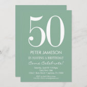 ミントグリーンモダン大人誕生日招待状 招待状 (正面/裏面)