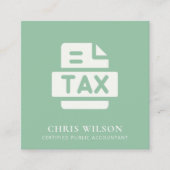 ミントグリーンモダン税申告担当者のアイコン スクエア名刺 (正面)