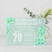 ミントグリーンモダン結婚吸肉 招待状 (スタンド正面)