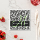 ミントグリーンモノグラムゼブラプリント結婚ズ スタンダードカクテルナプキン (インサイチュ)