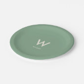 ミントグリーンモノグラムパーソナルパーティー ペーパープレート (アングル)