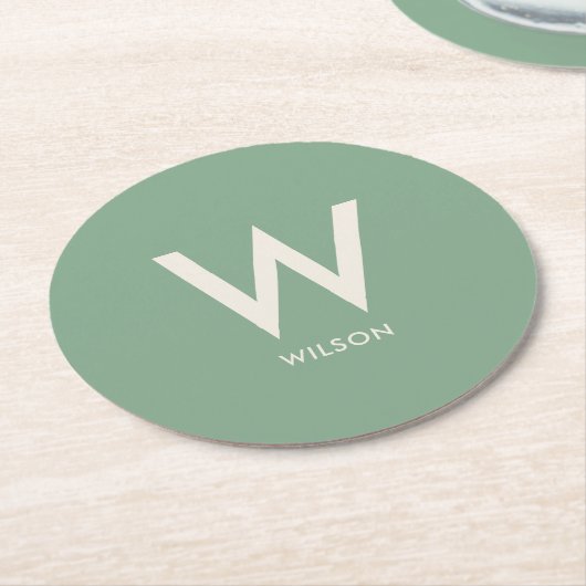 ミントグリーンモノグラムパーソナルパーティー ラウンドペーパーコースター (アングル)