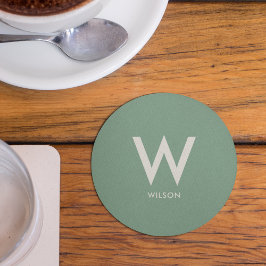 ミントグリーンモノグラムパーソナルパーティー ラウンドペーパーコースター