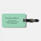 ミントグリーンモノグラム3文字イニシャル モダン ラゲッジタグ (裏面横)