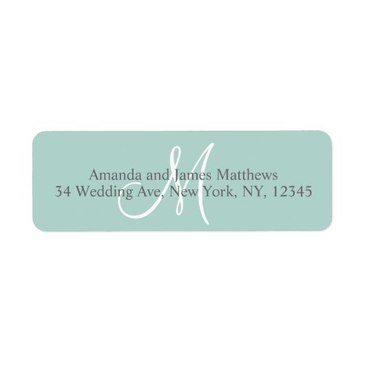 ミントグリーンモノグラムfor結婚式 ラベル (正面)