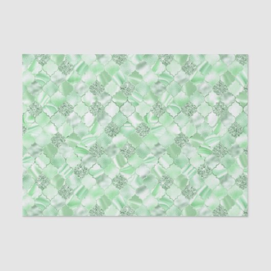 ミントグリーンモロッコクローバーパターン 薄葉紙 (正面)