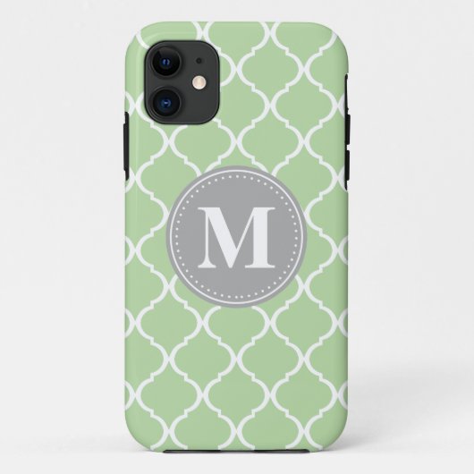 ミントグリーンモロッコラティスグレーモノグラム Case-Mate iPhoneケース (裏面)