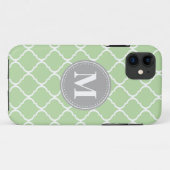 ミントグリーンモロッコラティスグレーモノグラム Case-Mate iPhoneケース (裏面(横))