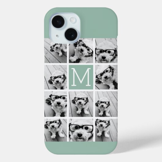ミントグリーンユニークフォトコラージュカスタムモノグラム Case-Mate iPhoneケース (裏面)
