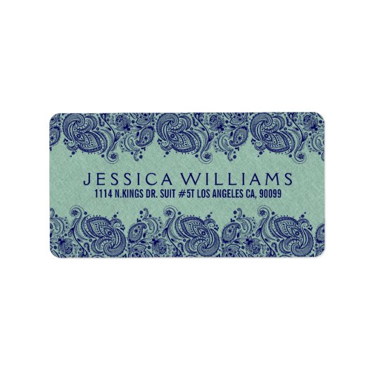 ミントグリーンライフェイクンブルーペイズリーレース ラベル (正面)