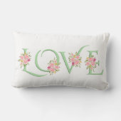 ミントグリーンラブタイポグラフィバラバレンティンデー ランバークッション (裏面)