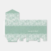 ミントグリーンリネン&ホワイトレースブライダルギフトボックス フェイバーボックス (折り畳みなし)