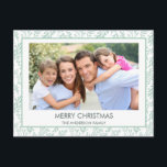 ミントグリーンリーフパターンシンプルメリークリスマス シーズンポストカード<br><div class="desc">ミントグリーンリーフパターシンプルンメリークリスマスホリデーフォトカード。写真と家族の名前は、このとパステルシンプルグリーンリーエレガントクリスマスフォトカードに置き換えることができる。</div>
