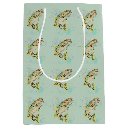 ミントグリーンレインボートラウト抱き枕 ミディアムペーパーバッグ (正面)