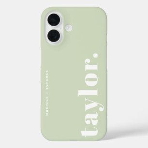 ミントグリーンレトロタイポグラフィ パーソナライズされた iPhone 16ケース