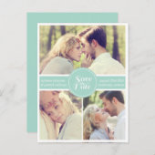 ミントグリーンレトロ写真日付はがきを保存 案内ポストカード (正面/裏面)