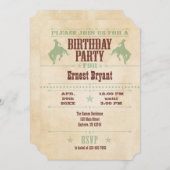 ミントグリーンヴィンテージカウボーイ誕生日招待状 招待状 (正面/裏面)