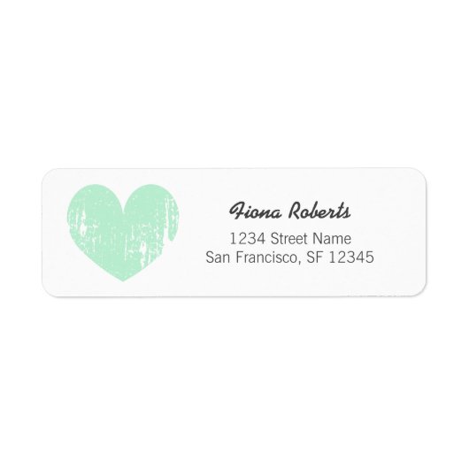 ミントグリーンヴィンテージハート差出人住所ラベル ラベル (正面)