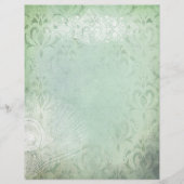 ミントグリーンヴィンテージピーコックフェザーススクラップブック紙 (正面)