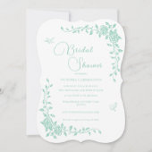 ミントグリーンヴィンテージフローラブライダルシャワー 招待状 (正面)