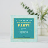 ミントグリーンヴィンテージ紙テクスチャ汎用パーティー 招待状 (スタンド正面)